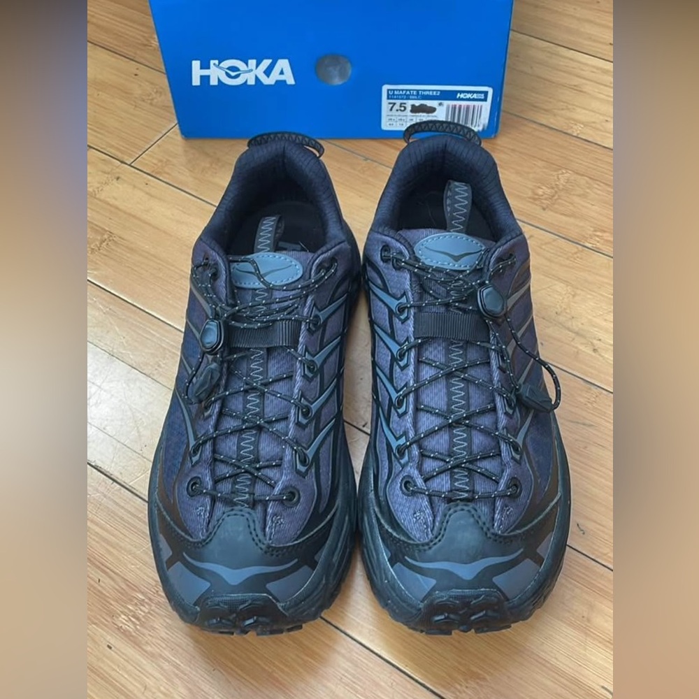Hoka One One Men's Black and Blue Athletic Shoes